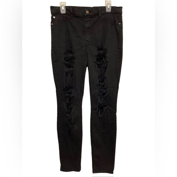 Pistola Black Jeans Womens Size 31 Distressed Ripped Pants Skinny Jeans Mid Rise - Picture 1 of 10